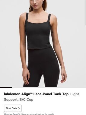 lululemon athletica Black Lace-Panel Tank Top